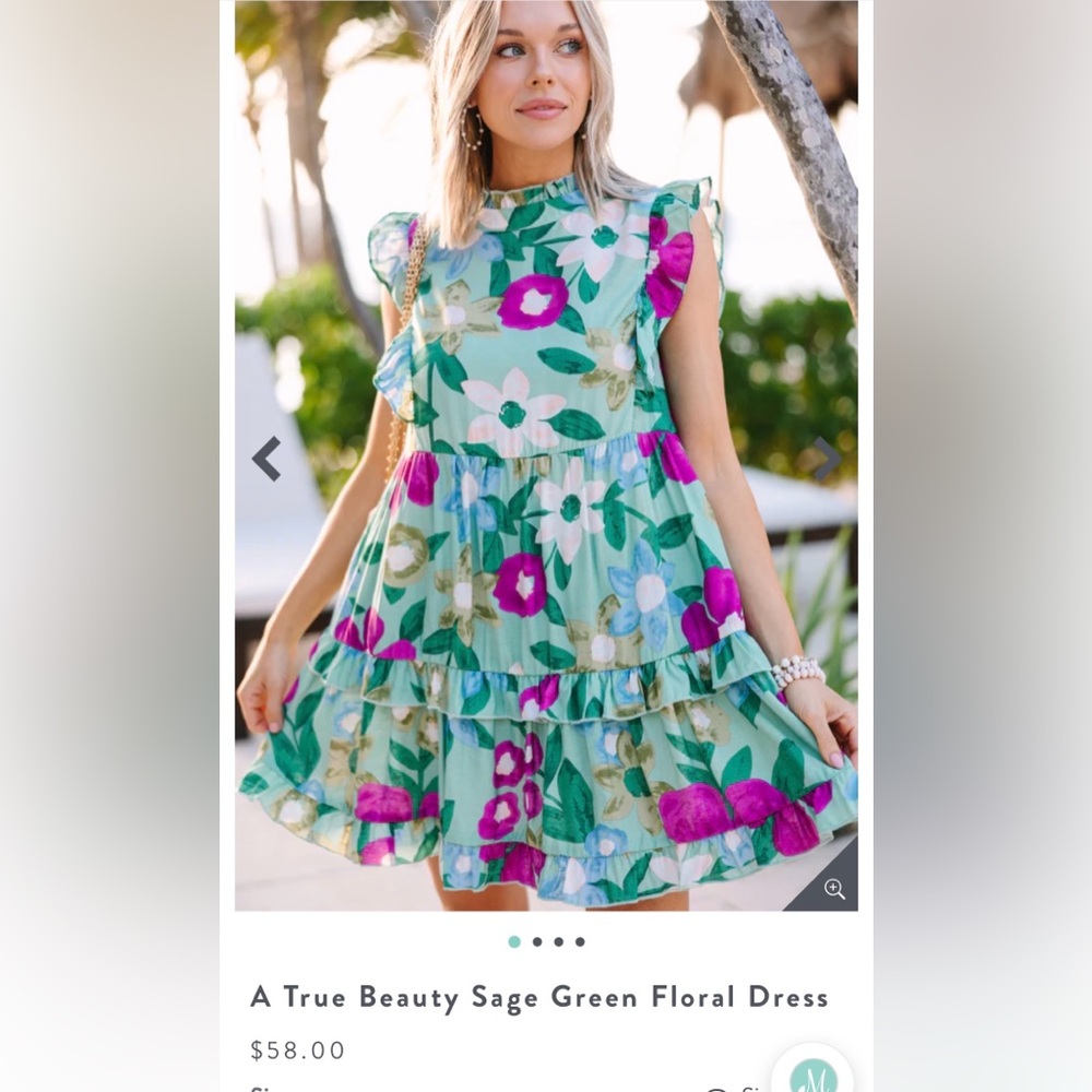 Sage Green Floral Ruffle Mini Dress